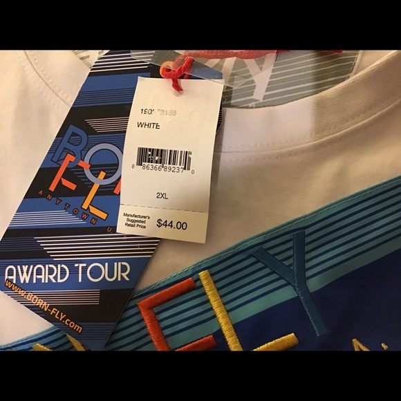 Shirt 2XL White Multi Color Born-Fly USA NWT - Picture 6 of 8
